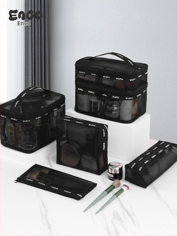 Daudzslāņu neilona kosmētikas soma, liela ietilpība, elpojoša, ūdensnecaurlaidīga, sausā–slapja atdalīšana, ar rāvējslēdzēju