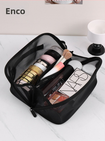 Daudzslāņu neilona kosmētikas soma, liela ietilpība, elpojoša, ūdensnecaurlaidīga, sausā–slapja atdalīšana, ar rāvējslēdzēju