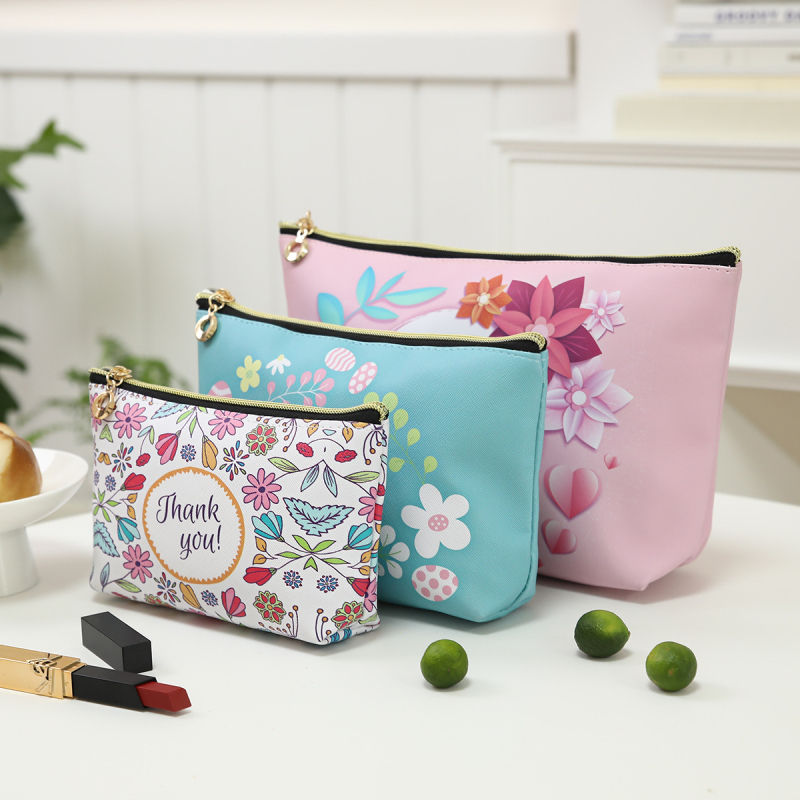 Kosmētikas soma ar ziedu rakstu, ūdensizturīgs PU materiāls, pārnēsājama ceļojumu kosmētikas soma sievietēm ar poliestera oderi