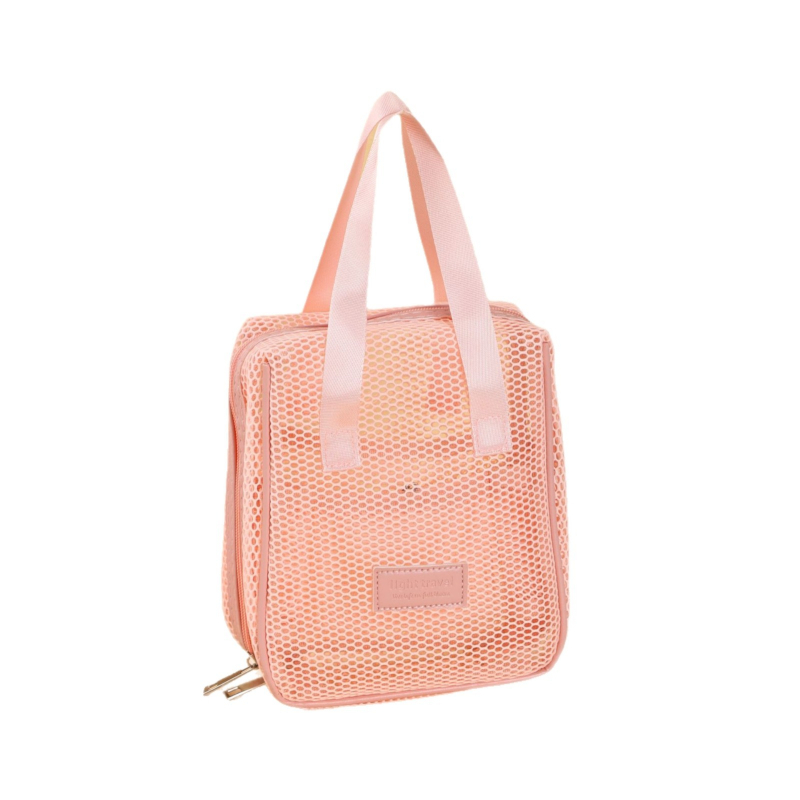 Kosmētikas soma ar sietiņa audumu, liela ietilpība, elpojoša, bez oderes, unisex