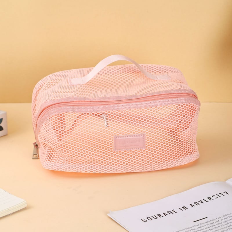 Kosmētikas soma ar sietiņa audumu, liela ietilpība, elpojoša, bez oderes, unisex