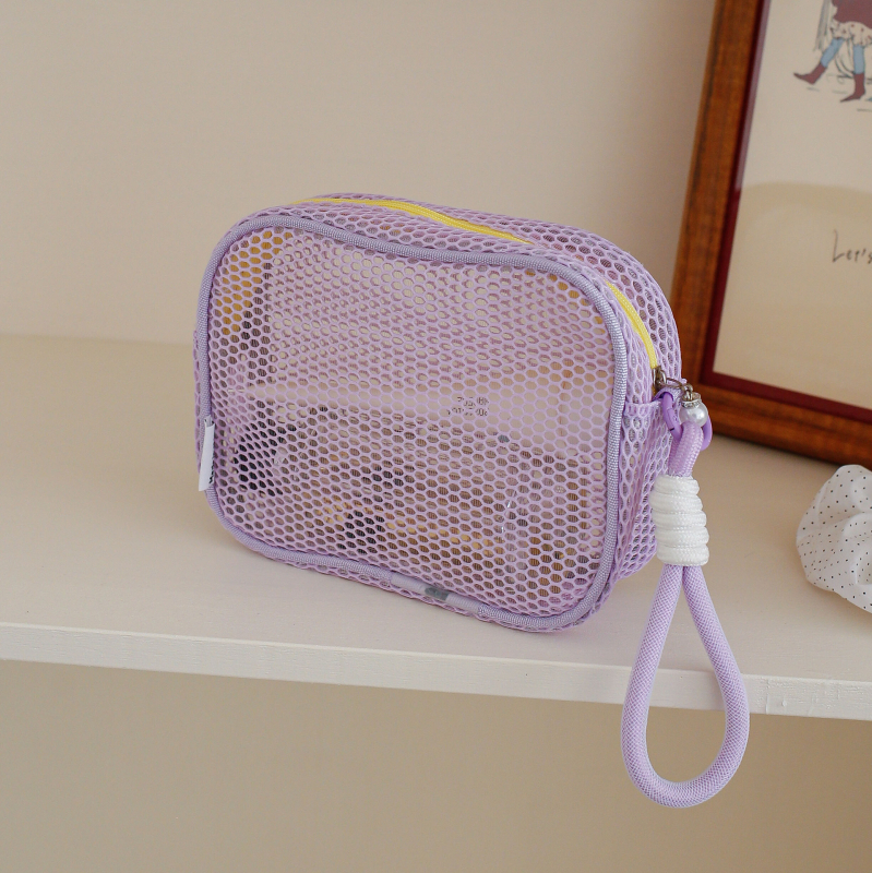 Makeup somiņa no neilona sietiņa, rokassomas stilā, ceļojumiem uzglabāšanai