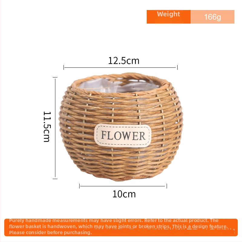 Ratan lonac za cvijeće, pleteni koš za biljke, namijenjen za stol ili pod, jednostavnog stila; pogodan za ured, dom i projekte zelene.