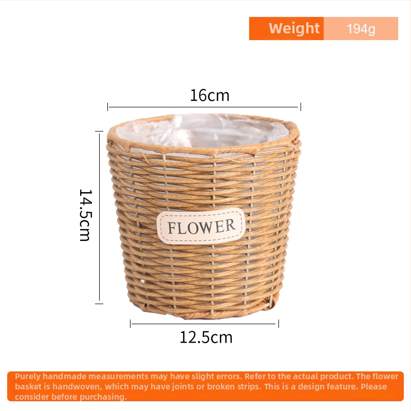 Ratan lonac za cvijeće, pleteni koš za biljke, namijenjen za stol ili pod, jednostavnog stila; pogodan za ured, dom i projekte zelene.