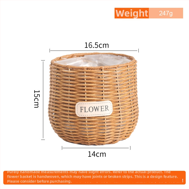 Ratan lonac za cvijeće, pleteni koš za biljke, namijenjen za stol ili pod, jednostavnog stila; pogodan za ured, dom i projekte zelene.