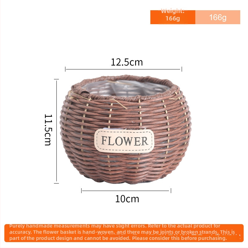 Ratan lonac za cvijeće, pleteni koš za biljke, namijenjen za stol ili pod, jednostavnog stila; pogodan za ured, dom i projekte zelene.