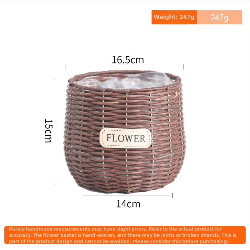 Ratan lonac za cvijeće, pleteni koš za biljke, namijenjen za stol ili pod, jednostavnog stila; pogodan za ured, dom i projekte zelene.
