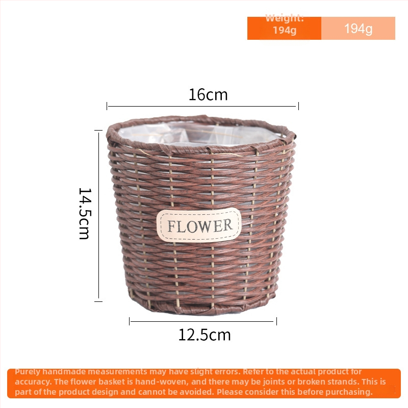Ratan lonac za cvijeće, pleteni koš za biljke, namijenjen za stol ili pod, jednostavnog stila; pogodan za ured, dom i projekte zelene.