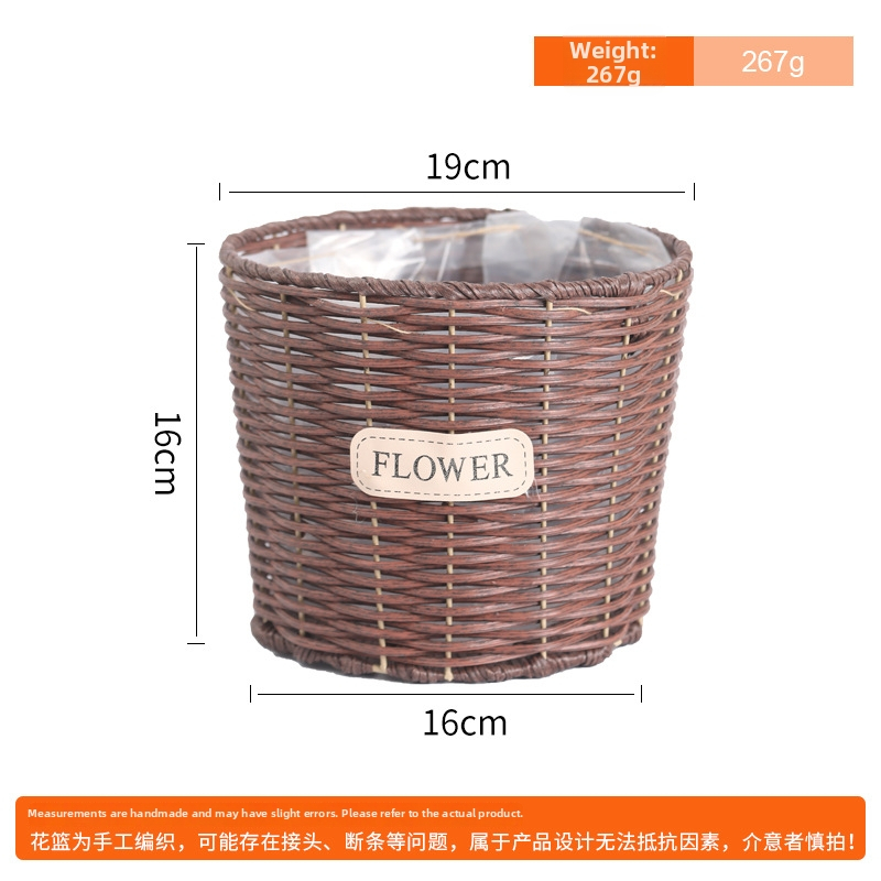 Ratan lonac za cvijeće, pleteni koš za biljke, namijenjen za stol ili pod, jednostavnog stila; pogodan za ured, dom i projekte zelene.