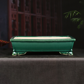 Cvjetna posuda od Yixing gline s glazom, četveronožni kvadratni stolni dizajn, bonsai dekorativan