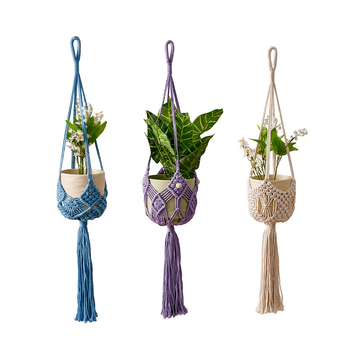 Käsitsi kootud puuvillane rippuv taimevõrk – dekoratiivne taimekott