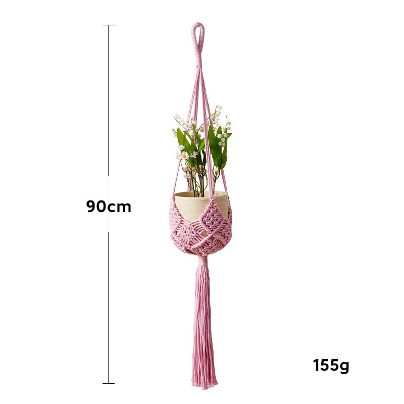 Käsitsi kootud puuvillane rippuv taimevõrk – dekoratiivne taimekott