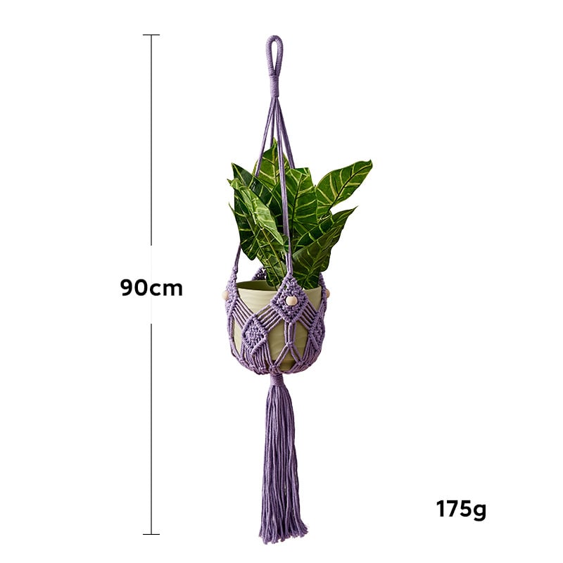 Käsitsi kootud puuvillane rippuv taimevõrk – dekoratiivne taimekott