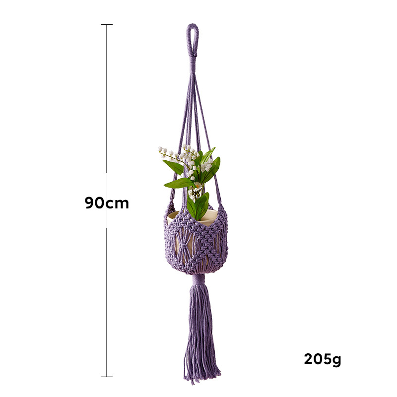 Käsitsi kootud puuvillane rippuv taimevõrk – dekoratiivne taimekott