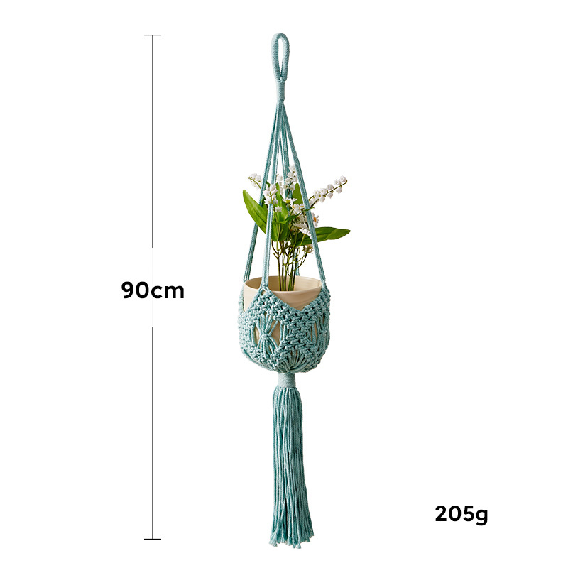 Käsitsi kootud puuvillane rippuv taimevõrk – dekoratiivne taimekott