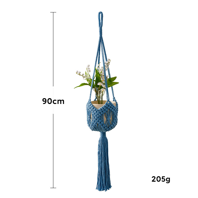 Käsitsi kootud puuvillane rippuv taimevõrk – dekoratiivne taimekott