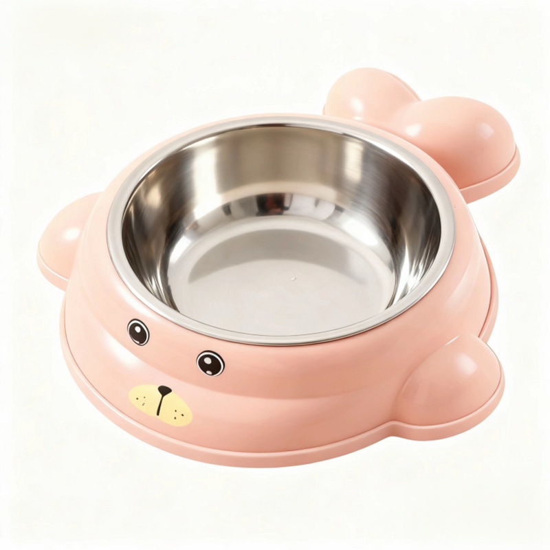 Posuda za mačke za sporo hranjenje s unutarnjim nehrđajućim čelikom i vanjskim PP kućištem, dizajn protiv prevrtanja