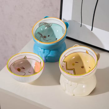 Keramička zdjela za mačke s potporom za vrat, sprječava prosipanje, podignuta nagiba, za mačiće