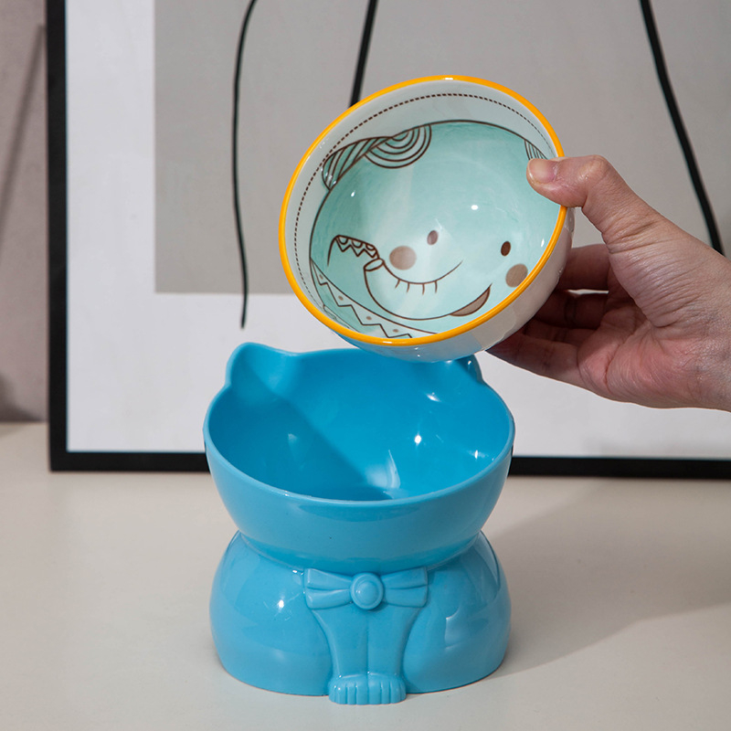 Keramička zdjela za mačke s potporom za vrat, sprječava prosipanje, podignuta nagiba, za mačiće