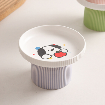 Magasított porcelán macskatál nyakvédővel és foltot gátló kialakítással, étel- és víztál