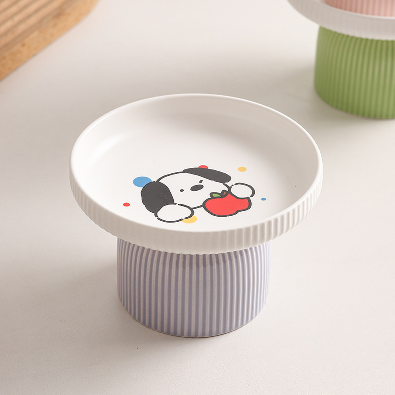 Magasított porcelán macskatál nyakvédővel és foltot gátló kialakítással, étel- és víztál