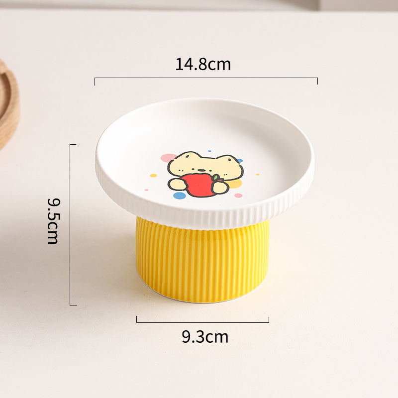 Magasított porcelán macskatál nyakvédővel és foltot gátló kialakítással, étel- és víztál