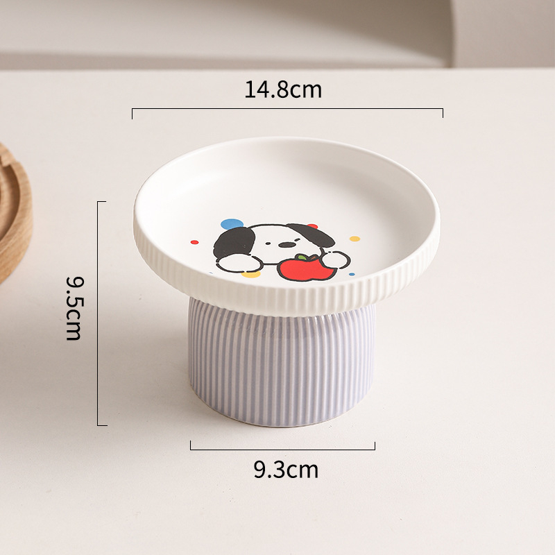 Magasított porcelán macskatál nyakvédővel és foltot gátló kialakítással, étel- és víztál