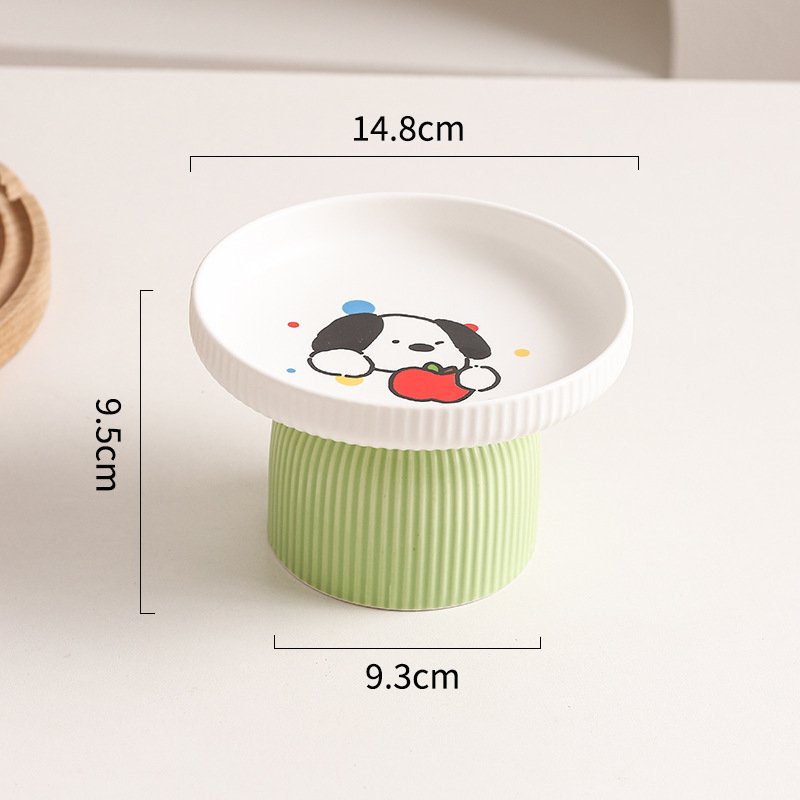 Magasított porcelán macskatál nyakvédővel és foltot gátló kialakítással, étel- és víztál