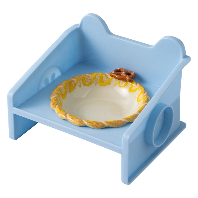 Paaugstināts keramikas kaķu bļodas statīvs ar adīta maliņu, 3D dizains, pret apgāšanos