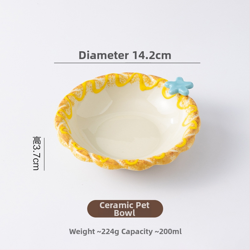 Paaugstināts keramikas kaķu bļodas statīvs ar adīta maliņu, 3D dizains, pret apgāšanos