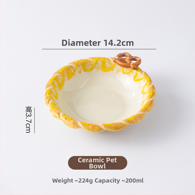 Paaugstināts keramikas kaķu bļodas statīvs ar adīta maliņu, 3D dizains, pret apgāšanos