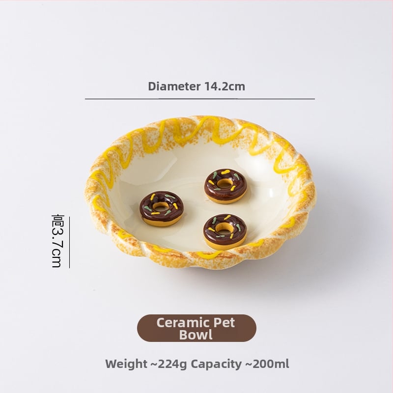 Paaugstināts keramikas kaķu bļodas statīvs ar adīta maliņu, 3D dizains, pret apgāšanos