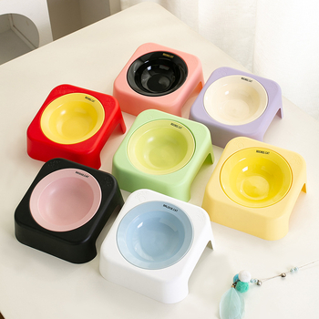 Kaķa keramikas ēdiena bļoda ar statīvu, UFO dizains, sekla mute — Zīmols Knowledge; Materiāls: keramika; Piemērots kaķiem; Kaķu barība