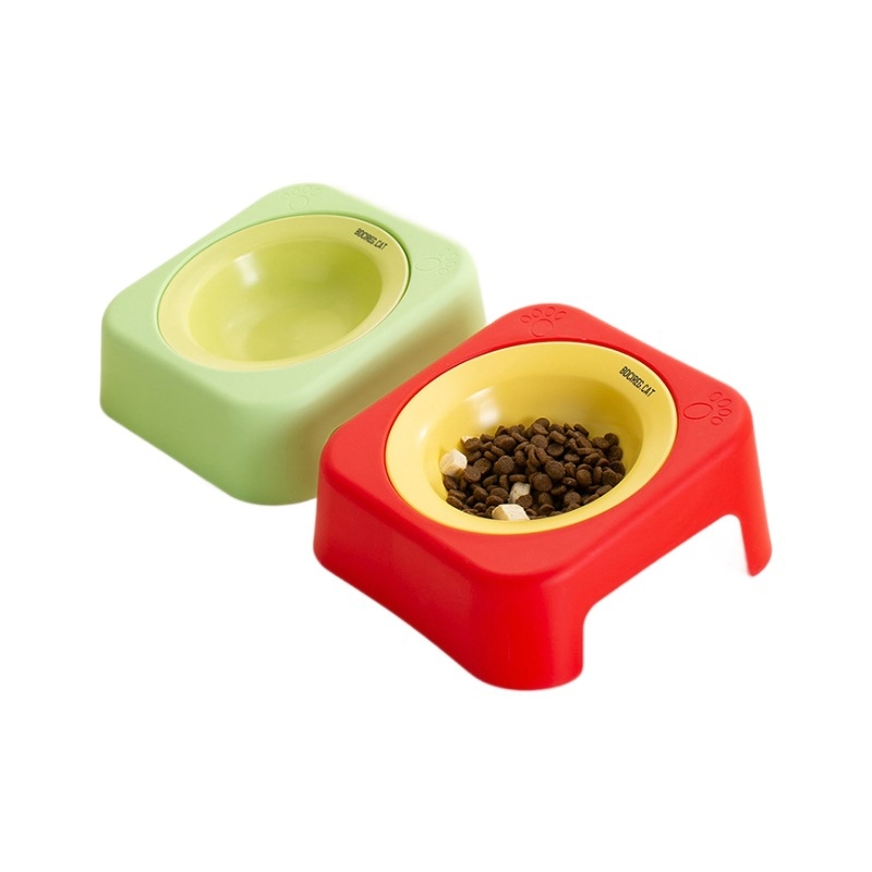 Kaķa keramikas ēdiena bļoda ar statīvu, UFO dizains, sekla mute — Zīmols Knowledge; Materiāls: keramika; Piemērots kaķiem; Kaķu barība