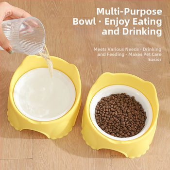 Sienā piestiprināms kaķu barošanas trauks, plastmasas pamatne ar keramisku vai nerūsējošā tērauda bļodu, telpām draudzīgs dizains