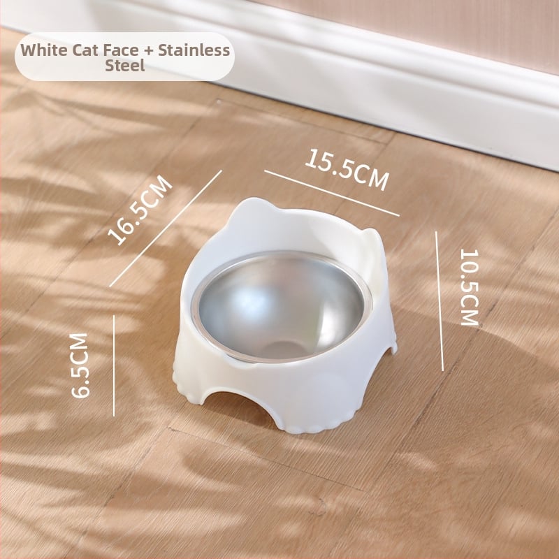 Sienā piestiprināms kaķu barošanas trauks, plastmasas pamatne ar keramisku vai nerūsējošā tērauda bļodu, telpām draudzīgs dizains
