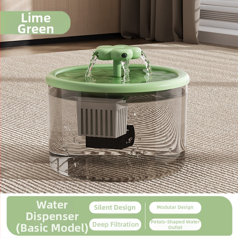 Kaķu ūdens fontāns ar automātisku filtrēšanu un cirkulāciju svaigas ūdens, energoefektīvs un kluss, materiāls PP