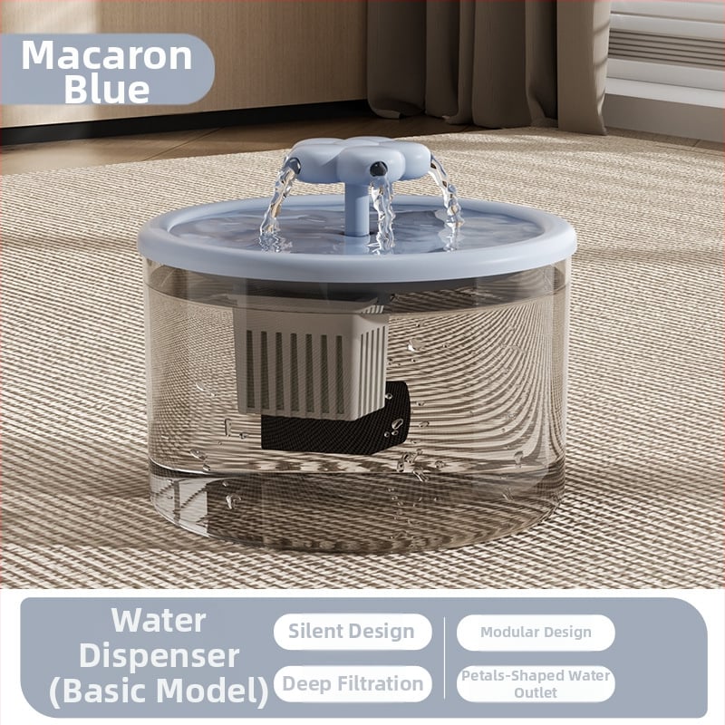 Kaķu ūdens fontāns ar automātisku filtrēšanu un cirkulāciju svaigas ūdens, energoefektīvs un kluss, materiāls PP