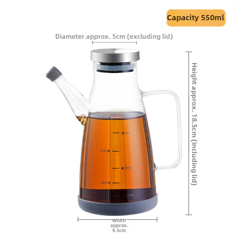 Alyvu aliejaus buteliukas iš borosilikato, sandarus, su matavimo skale, su įspaustu logotipu, prekės ženklas aileyou, šiuolaikinis stilius