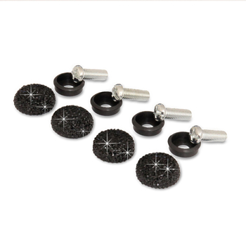 Clip-in skrūvju vāciņi uz numura zīmi (4 gb.) – ABS + rhinestones, universāli visiem automobiļiem