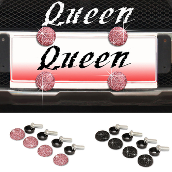 Clip-in skrūvju vāciņi uz numura zīmi (4 gb.) – ABS + rhinestones, universāli visiem automobiļiem