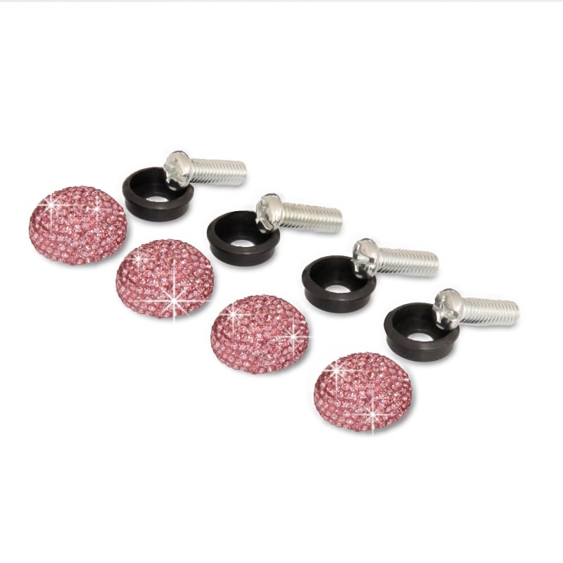 Clip-in skrūvju vāciņi uz numura zīmi (4 gb.) – ABS + rhinestones, universāli visiem automobiļiem