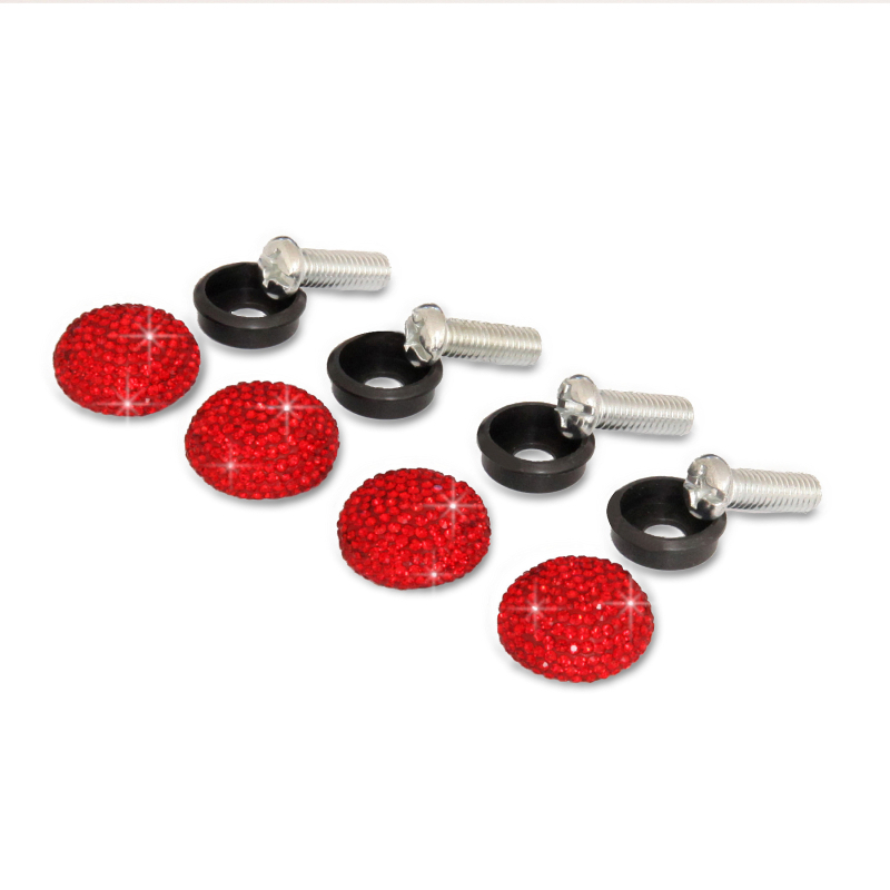Clip-in skrūvju vāciņi uz numura zīmi (4 gb.) – ABS + rhinestones, universāli visiem automobiļiem