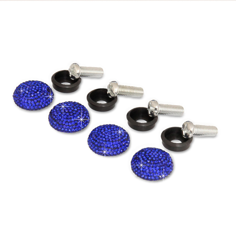 Clip-in skrūvju vāciņi uz numura zīmi (4 gb.) – ABS + rhinestones, universāli visiem automobiļiem