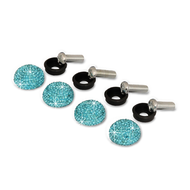 Clip-in skrūvju vāciņi uz numura zīmi (4 gb.) – ABS + rhinestones, universāli visiem automobiļiem
