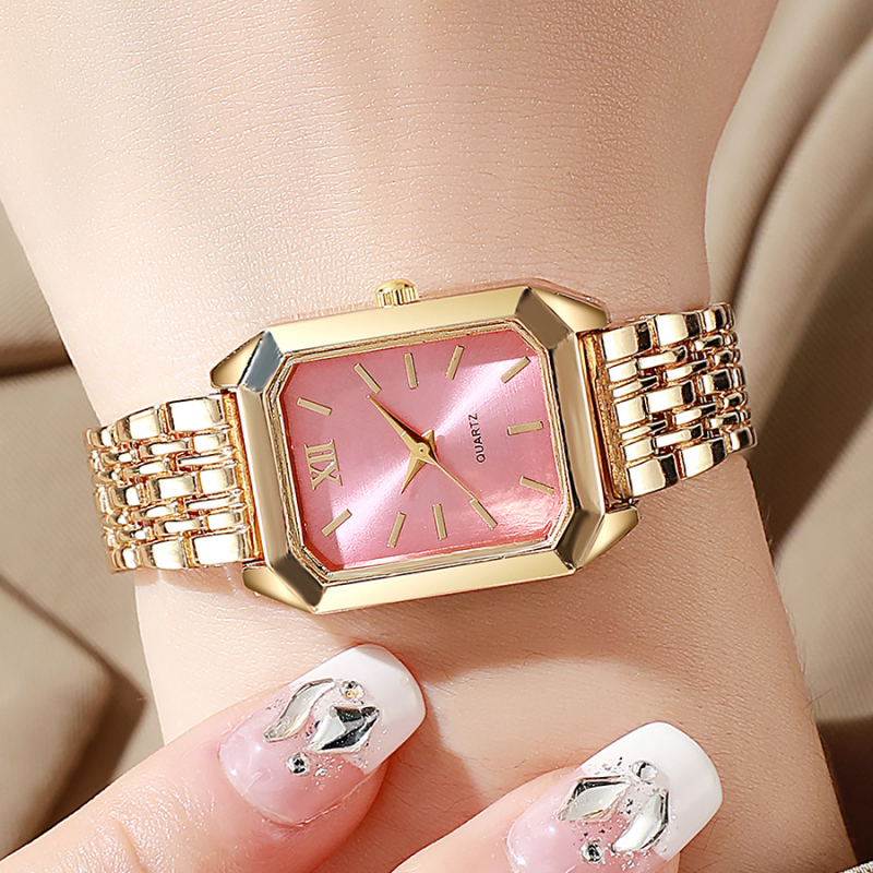 Női kvarc karóra, modell 68, rozsdamentes acél szíj, tok ötvözet, kerek számlap, hagyma alakú korona