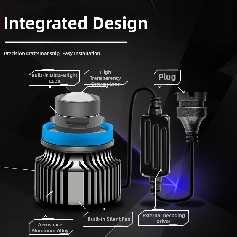 LED hmlové svetlo s laserovou šošovkou, hliníkové telo, pre H11, 12V, 20W, 6500K, LED 3030