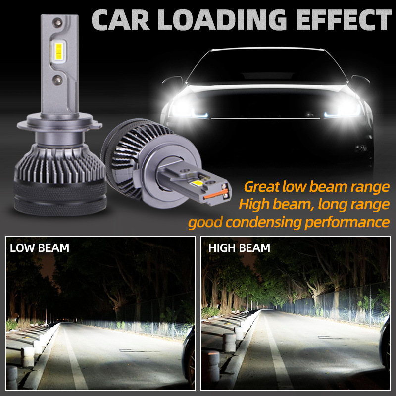 Automobiļa LED lukturs ar integrētu augstu un zemo staru un dubultu vara cauruli (55W, 12V, 5500 lm, IP67, 50000 h)