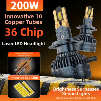 Automašīnas LED priekšējais lukturis, 200W, 12V, 39800LM, IP68, saderīgs ar H1/H3/H4/H7/H11/9005/9006/9012