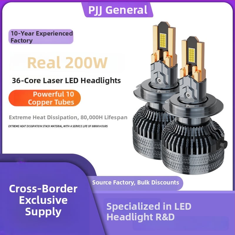 Automašīnas LED priekšējais lukturis, 200W, 12V, 39800LM, IP68, saderīgs ar H1/H3/H4/H7/H11/9005/9006/9012